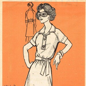 Original Vintage 1960s Sewing Pattern (Complete) - Printed Pattern 9062 Size 20 Bust 42&quot; Shirt Dress
