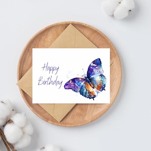 Alles Gute zum Geburtstag Aquarell Schmetterling Grußkarten | Süße bunte Schmetterlinge Karte