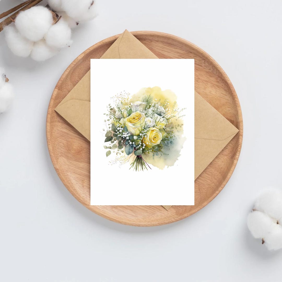 Watercolor Yellow Roses Note Cards A6 - Thank You Card Set - Etsy
