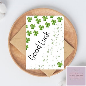 Carte di trifoglio di buona fortuna / Cartolina d'auguri di Trifoglio fortunato / Nuovo lavoro / Carta di esami