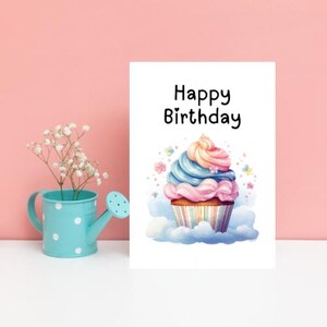 Alles Gute zum Geburtstag Aquarell Pastell Cupcake Grußkarte