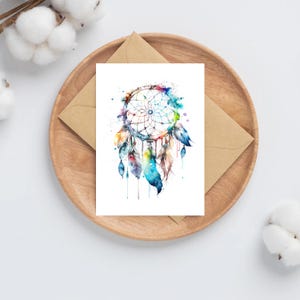 10 notitiekaarten aquarel dromenvanger A6 | Bedankkaart | cadeauset | gratis schrijfpen