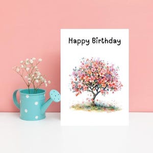 Alles Gute zum Geburtstag Aquarell Pastell Baum Grußkarten
