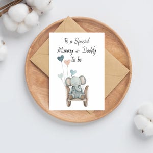 Zu einer speziellen Mama und Papa Aquarell neue Baby Grußkarte | Baby-Dusche-Karte