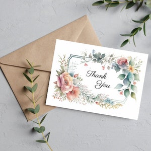 10 aquarel bloemen notitiekaarten A6 | Bedankt notitiekaart | cadeauset | gratis schrijfpen