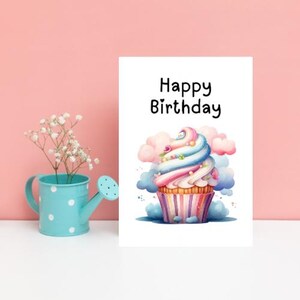 Alles Gute zum Geburtstag Aquarell Pastell Cupcake Grußkarte