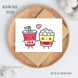 Paquete de 10 Kawaii Fun Cards /tarjeta de notas / set de regalo / bolígrafo de escritura gratis