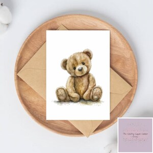 Aquarel Teddy Notelet-kaartenset A6 | Bedankkaartkaarten | Cadeauset | gratis pen