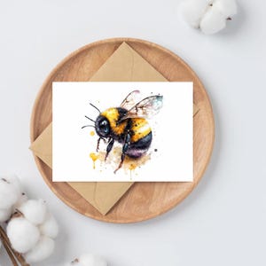 10 cartes de correspondance en forme d'abeille aquarelle de format A6 | Merci carte de correspondance | coffret cadeau | stylo gratuit