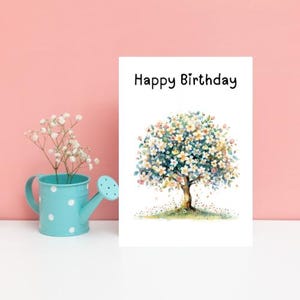 Alles Gute zum Geburtstag Aquarell Pastell Baum Grußkarten