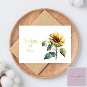 Thinking of You Watercolour Sunflower Greeting Cards | Sympathy card | sorry for your loss