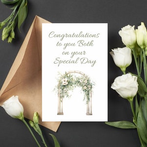 Carte de voeux de mariage aquarelle de félicitations | Carte couple marié