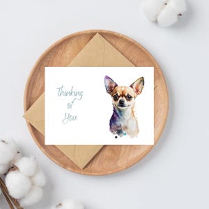 Watercolor Chihuahua Thinking of You Card: Sympathy Card