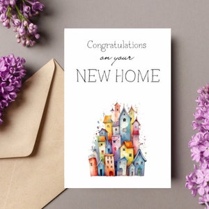 Neues Zuhause Schrulliges Aquarell Häuser | Neue Start | House Warming Karten