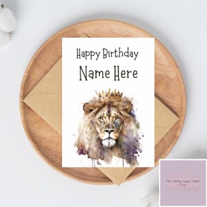 Biglietto di buon compleanno con leone/biglietto di papà/fratello/zio/patrigno/nonno