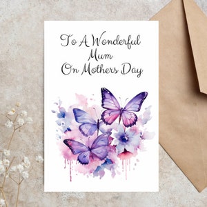 Carte de voeux de papillons aquarelles pour la fête des mères