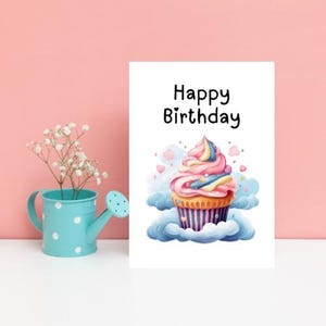 Alles Gute zum Geburtstag Aquarell Pastell Cupcake Grußkarte