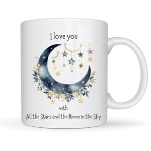Mug en céramique aquarelle lune et étoiles