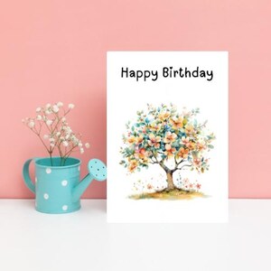 Alles Gute zum Geburtstag Aquarell Pastell Baum Grußkarten