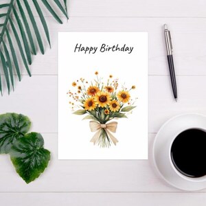 Cartes de voeux aquarelle bouquet de tournesols