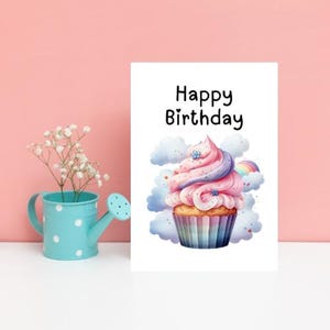 Alles Gute zum Geburtstag Aquarell Pastell Cupcake Grußkarte