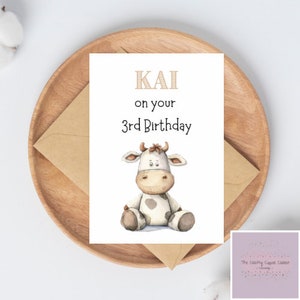 Carte personalizzate per animali Boho con acquerello per bambini