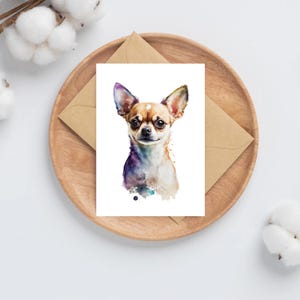 10 Watercolour Chihuahua Notelet Cards | Thank you note card | gift set | free writing pen