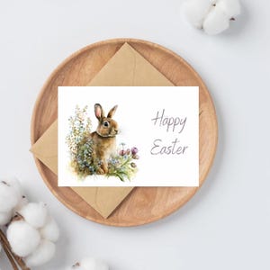 Cartes de voeux Joyeuses Pâques aquarelle lapins