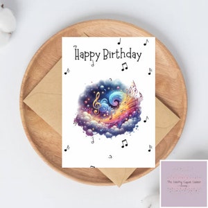 Joyeux anniversaire aquarelle musique cartes de voeux