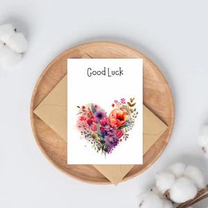 Créez le vôtre |  Cartes de voeux personnalisées en forme de coeur floral | Souhaits d'anniversaire | Sympathie | Bonne chance