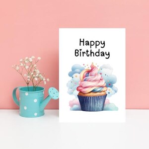 Alles Gute zum Geburtstag Aquarell Pastell Cupcake Grußkarte