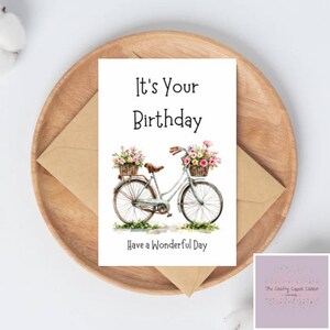 Sono i tuoi biglietti d'auguri floreali ad acquerello per bici floreali di compleanno