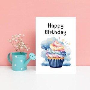 Alles Gute zum Geburtstag Aquarell Pastell Cupcake Grußkarte