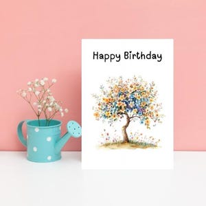 Alles Gute zum Geburtstag Aquarell Pastell Baum Grußkarten