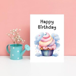 Alles Gute zum Geburtstag Aquarell Pastell Cupcake Grußkarte