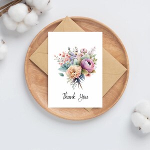 5 notitiekaarten met aquarel pastel bloemen A6 | Bedankkaart | cadeauset | gratis schrijfpen