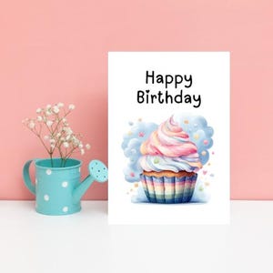 Alles Gute zum Geburtstag Aquarell Pastell Cupcake Grußkarte