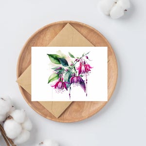 10 aquarel fuchsia kaartensets A6 | Bedankkaart | cadeauset | gratis schrijfpen