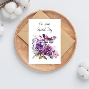 Op Your Special Day aquarel wenskaarten paarse vlinders