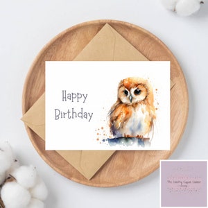 Happy Birthday Watercolour Owl Greeting Cards