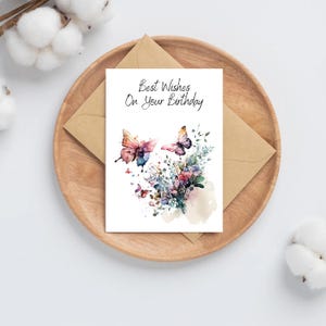 I migliori auguri per il tuo compleanno Biglietti d'auguri con farfalle acquerellate / Dieci diversi design