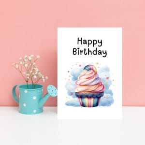 Alles Gute zum Geburtstag Aquarell Pastell Cupcake Grußkarte