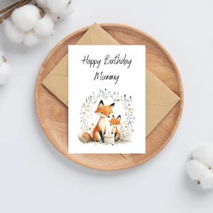 Cartes de voeux Joyeux anniversaire maman renard roux