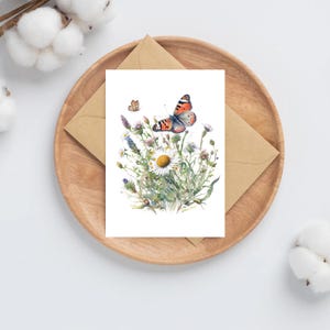 10 notitiekaarten met aquarel wilde bloemen en vlinders A6 | Bedankkaart | cadeauset | gratis schrijfpen