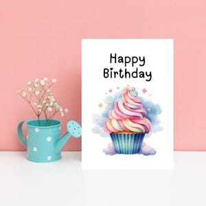 Alles Gute zum Geburtstag Aquarell Pastell Cupcake Grußkarte