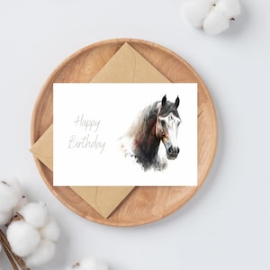 Cartões de Feliz Aniversário em Aquarela com Cavalo