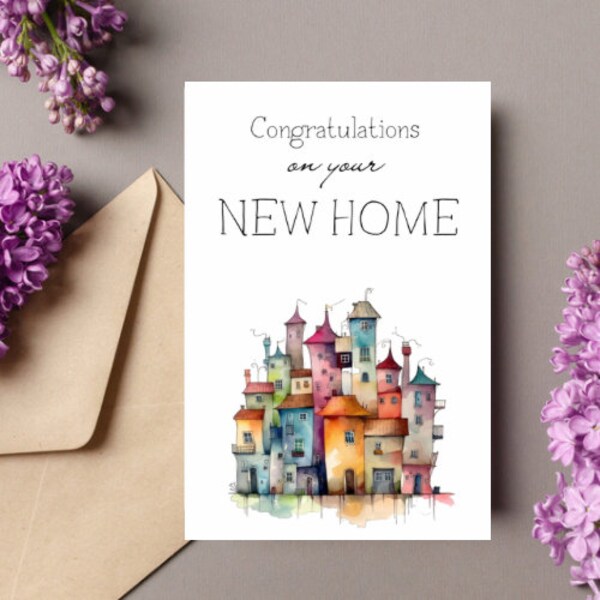 New Home Quirky Watercolour Houses | New Home | House Warming Card