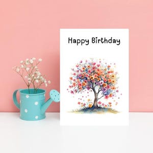 Alles Gute zum Geburtstag Aquarell Pastell Baum Grußkarten