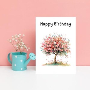 Alles Gute zum Geburtstag Aquarell Pastell Baum Grußkarten