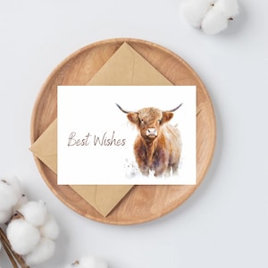 Auguri Acquerello Highland Cow Biglietti di auguri / Auguri di compleanno / Highland coo